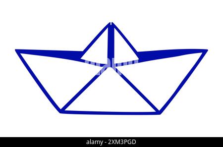 Simbolo della barca di carta, icona di silhouette piatta marittima dallo stile semplice Illustrazione Vettoriale