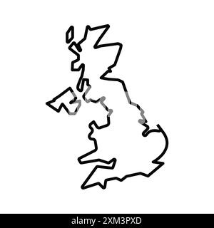 Icona della mappa del Regno Unito Black line art Vector in bianco e nero contorno set segno di collezione Illustrazione Vettoriale