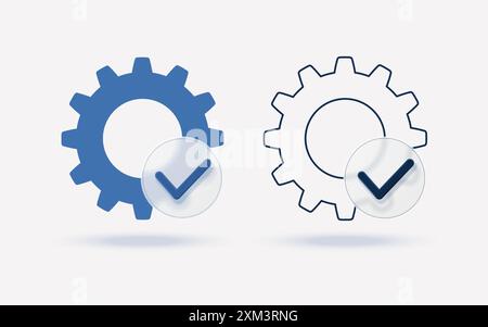 Icona attività assegnata con ingranaggio isolato su sfondo bianco. Illustrazione vettoriale. Illustrazione Vettoriale
