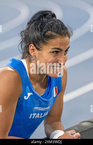 Roberta Bruni (Italia), pole vault femminile finale ai Campionati europei di atletica leggera Roma 2024, Stadio Olimpico, Roma, Italia Foto Stock