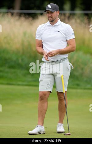 25 luglio 2024; JCB Golf & amp; Country Club, Rocester, Uttoxeter, Inghilterra; LIV UK Golf League, Pro-AM Day; England Cricketer Liam Livingstone durante il giovedì Pro-AM Foto Stock