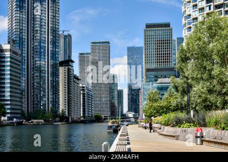 South Quay Plaza High Ride Buildings, Canary Wharf, Borough of Tower Hamlets, Londra, Inghilterra, Regno Unito Foto Stock