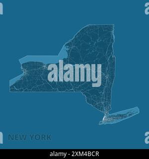 New York State, Stati Uniti d'America poster artistico con mappa Illustrazione Vettoriale