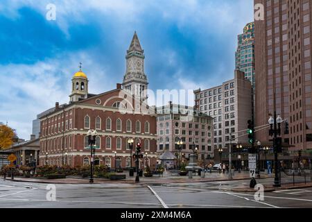 Boston, Massachusetts, USA - 29 ottobre 2023: Veduta del Faneuil Hall Marketplace, nel centro della città di Boston, Massachusetts. Foto Stock