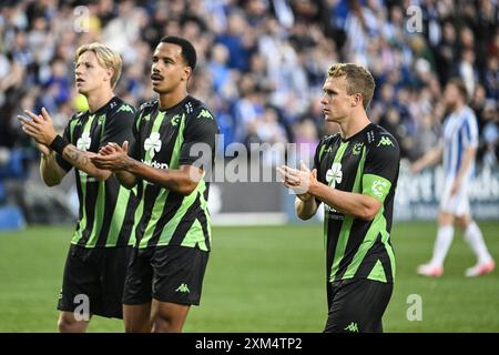 Kilmarnock, Regno Unito. 25 luglio 2024. Thibo Somers di Cercle nella foto dopo una partita di calcio tra lo Scottish Kilmarnock F.C. e il belga Cercle Brugge a Kilmarnock, in Scozia, giovedì 25 luglio 2024, prima tappa del secondo turno di qualificazione per la UEFA Europa League. BELGA PHOTO TOM GOYVAERTS credito: Belga News Agency/Alamy Live News Foto Stock