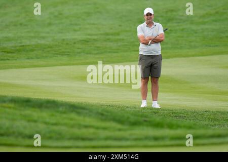 25 luglio 2024; JCB Golf & amp; Country Club, Rocester, Uttoxeter, Inghilterra; LIV UK Golf League, Pro-AM Day; Richard Bland del Cleeks GC durante il giovedì Pro-AM Foto Stock