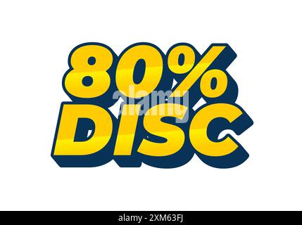 sconto del 80%. Design effetto testo con colori e stile 3D. Illustrazione Vettoriale