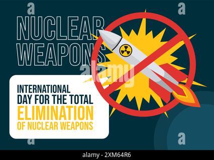 Giornata per l'eliminazione totale delle armi nucleari sfondo dei social media fumetti piatti illustrazione dei modelli disegnati a mano Illustrazione Vettoriale