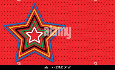 Sfondo colorato astratto per i Giochi Olimpici. Forme geometriche nei colori olimpici: Rosso, verde, arancione, blu, nero e bianco. Flag vettoriale per spo Illustrazione Vettoriale