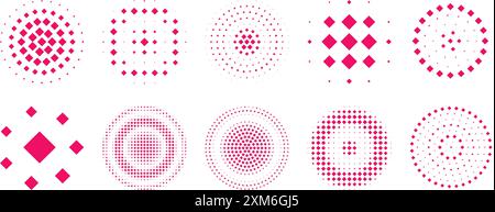 collezione di striscioni rosa mezzitoni su sfondo scuro. Illustrazione vettoriale Illustrazione Vettoriale