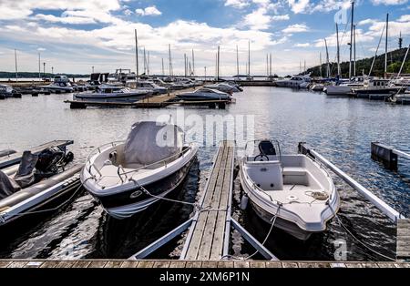 Porticciolo piccolo porto a Kristiansand, Norvegia Foto Stock