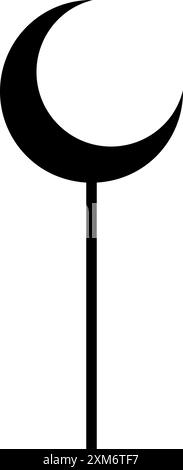 Moschea di architettura araba con profilo nero a mezzaluna. Tetto della moschea, minareto islamico per le vacanze Ramadan, Eid al-Adha, Eid Mubarak Illustrazione Vettoriale