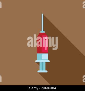 Illustrazione con una siringa riempita con liquido rosso, evocando temi di medicina, sanità e iniezioni Illustrazione Vettoriale