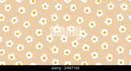 Fiori di fragola motivo senza cuciture e cartoncino con fiori bianchi, carta da parati vintage stagionale, design carino per il tessuto, arredamento d'interni, wra Illustrazione Vettoriale