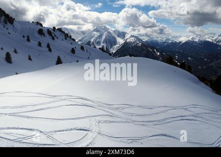 Comprensorio sciistico Hochzeiger, Pitztal, inverno in Tirolo, Austria Foto Stock