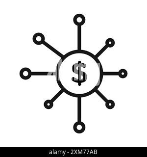 Icona schema finanziario Black line art Vector in bianco e nero contorno set segno di collezione Illustrazione Vettoriale