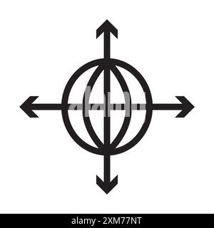 Icona globalizzazione (2) vettore grafico linea nera in bianco e nero con il simbolo della collezione set di contorni Illustrazione Vettoriale