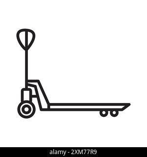 Icona del martinetto per pallet a mano (2) vettore grafico linea nera con segno di raccolta set contorno bianco e nero Illustrazione Vettoriale