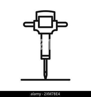 Jack Hammer icona Black line art Vector in bianco e nero contorno set segno di collezione Illustrazione Vettoriale