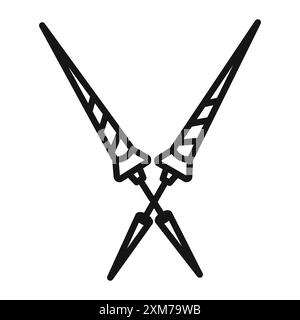 lance Icon Vector art Black line in bianco e nero con il simbolo della collezione del set di contorni Illustrazione Vettoriale