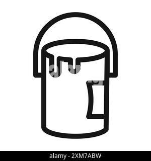 Icona secchiello disegno linea nera in bianco e nero segno di raccolta del set di contorni Illustrazione Vettoriale