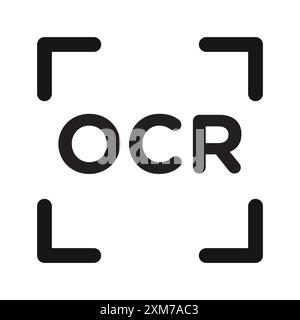 Icona OCR vettore grafico linea nera in bianco e nero segno di raccolta set contorno Illustrazione Vettoriale
