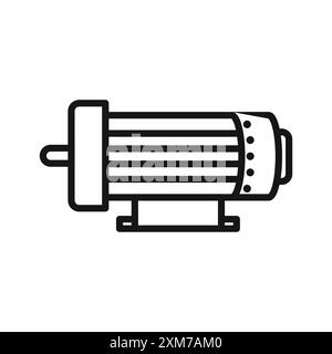 Icona del motore vettore grafico linea nera in bianco e nero segno di raccolta del set di contorni Illustrazione Vettoriale