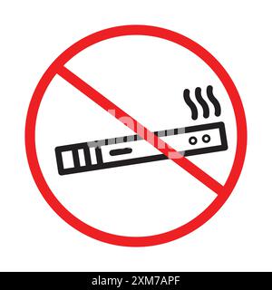 No Electronic Vaping Icon Black line art Vector in bianco e nero contorno set segno di raccolta Illustrazione Vettoriale