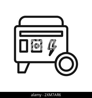 Icona del generatore di potenza portatile Vector Black line art in bianco e nero Illustrazione Vettoriale