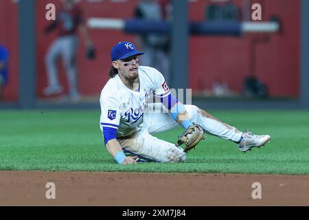 24 luglio 2024: L'interbase dei Kansas City Royals Bobby Witt Jr. (7) durante una partita contro gli Arizona Diamondbacks al Kauffman Stadium di Kansas City, Missouri. David Smith/CSM Foto Stock