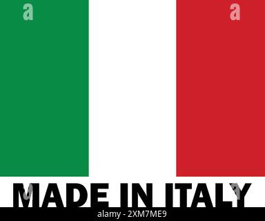 Made in Italy, Made in Italy, cartello di produzione, icona prodotto italiano, icona Made in Italy, Made in Italy con bandiera Illustrazione Vettoriale