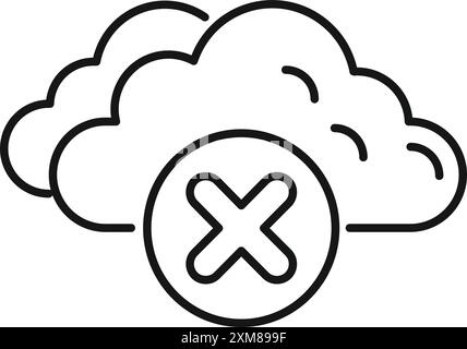 Semplice icona di contorno che rappresenta un servizio di cloud computing disconnesso Illustrazione Vettoriale