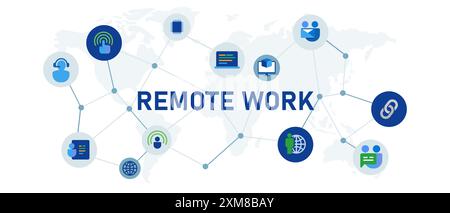 lavoro in remoto ovunque icona di colore blu Illustrazione Vettoriale