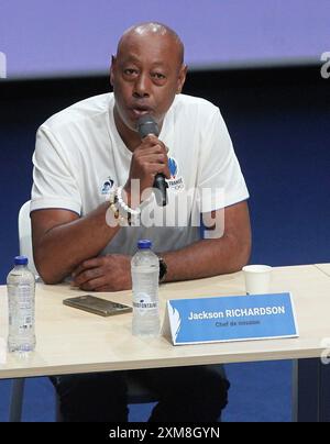 Parigi, Francia. 26 luglio 2024. Jackson Richardson al Club France durante i Giochi Olimpici di Parigi 2024 il 26 luglio 2024 a la Villette a Parigi, Francia - foto Jonathan Rebboah/Panoramic/DPPI Media Credit: DPPI Media/Alamy Live News Foto Stock