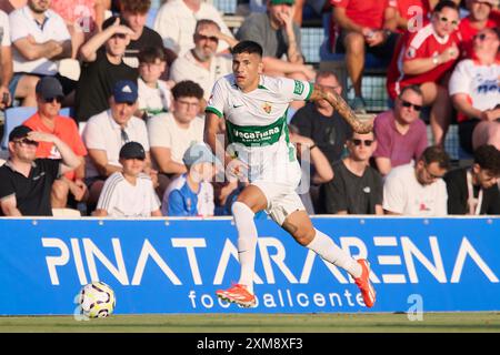 San Pedro del Pinatar, Spagna. 26 luglio 2024. MURCIA, SPAGNA - LUGLIO 26: Nico Castro dell'Elche CF corre con la palla durante l'amichevole pre-stagione tra Nottingham Forest e Elche CF allo stadio Pinatar Arena il 26 luglio 2024 a Murcia, Spagna. (Foto di Francisco Macia/Photo Players Images/Magara Press) crediti: Magara Press SL/Alamy Live News Foto Stock