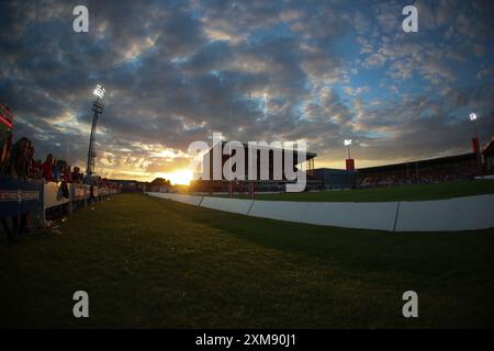 Hull, Regno Unito. 26 luglio 2024. *** Durante la partita di Super League tra Hull KR e London Broncos al Sewell Group Craven Park, Hull, Regno Unito, il 26 luglio 2024. Foto di Simon Hall. Solo per uso editoriale, licenza richiesta per uso commerciale. Non utilizzare in scommesse, giochi o pubblicazioni di singoli club/campionato/giocatori. Crediti: UK Sports Pics Ltd/Alamy Live News Foto Stock