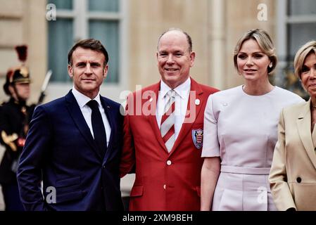 Parigi, Francia. 27 febbraio 2024. Antonin Burat/le Pictorium - ricevimento per capi di stato e di governo presso il Palazzo Elysee, per il lancio dei Giochi Olimpici di Parigi 2024. - 27/02/2024 - Francia/Parigi - credito: LE PICTORIUM/Alamy Live News Foto Stock