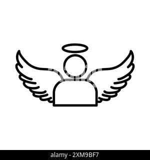 Collezione Angel Icon con logo lineare in bianco e nero per il Web Illustrazione Vettoriale