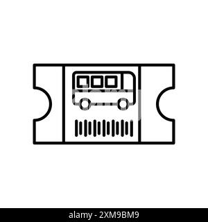 Collezione di marchi con logo lineare con icona Bus Ticket in bianco e nero per il Web Illustrazione Vettoriale