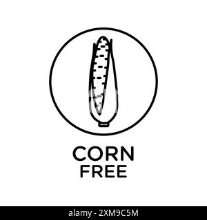 collezione di marchi lineari con logo corn free icon in bianco e nero per il web Illustrazione Vettoriale