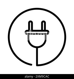 Icona spina elettrica lineare logo set collezione in bianco e nero per il Web Illustrazione Vettoriale