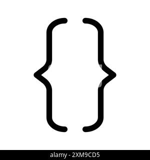 Icona parentesi font logo lineare Set di marchi in bianco e nero per il Web Illustrazione Vettoriale