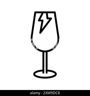 Icona della confezione fragile, set di marchi lineari in bianco e nero per il Web Illustrazione Vettoriale