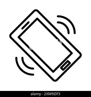 Icona vibrante del telefono cellulare con logo lineare Set di marchi in bianco e nero per il Web Illustrazione Vettoriale