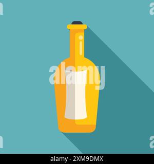 Flacone di vetro giallo contenente un messaggio di carta arrotolata Illustrazione Vettoriale