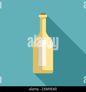 Flacone di vetro giallo contenente un messaggio di carta arrotolata Illustrazione Vettoriale