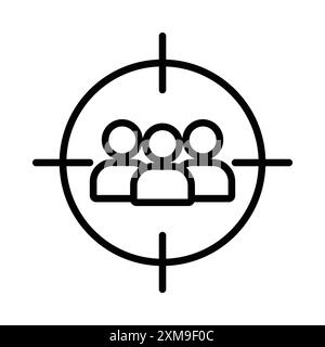 Icona del pubblico di destinazione: Set di marchi lineari in bianco e nero per il Web Illustrazione Vettoriale