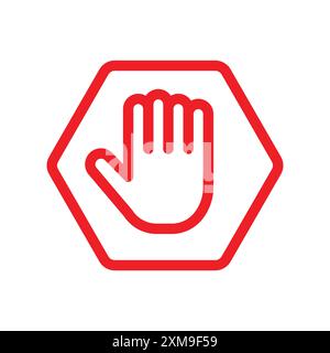 Stop Sign with Hand Icon LINEAR logo Set Collection in bianco e nero per il Web Illustrazione Vettoriale