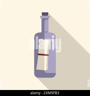 Bottiglia di vetro contenente un messaggio arrotolato, in attesa di essere scoperta su una riva lontana Illustrazione Vettoriale