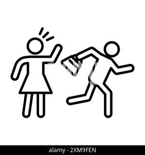 Collezione di marchi con logo lineare con l'icona della borsa in bianco e nero per il Web Illustrazione Vettoriale